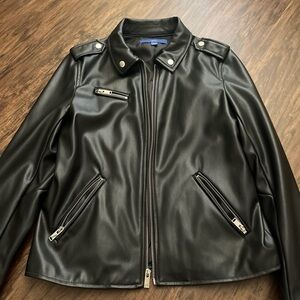 Apt. 9 Black Faux Leather Jacket with Silver Accents